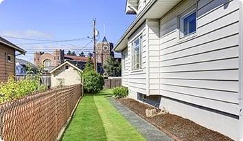 a small street with houses