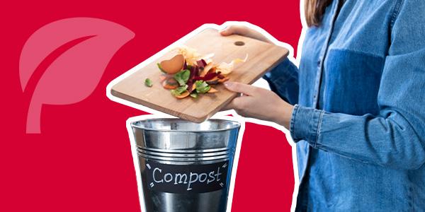 a person dumping food scraps into a compost bin