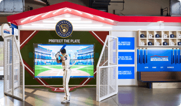 Christian Yelich at bat on the concourse