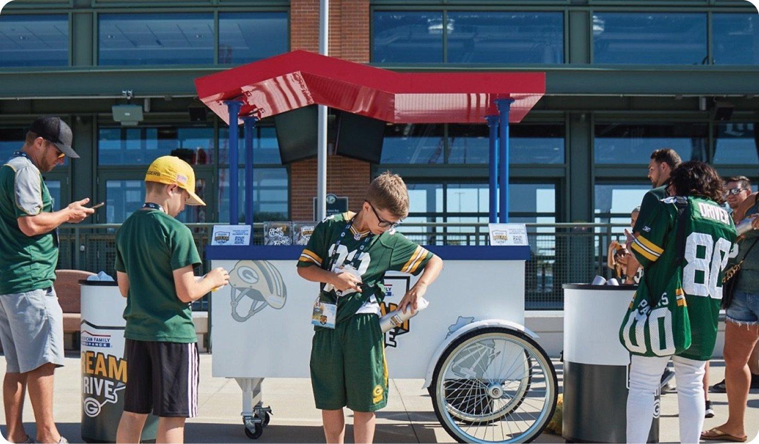 a group of people standing outside