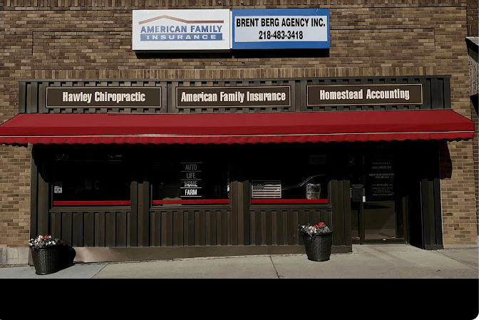 a building with signs on the front