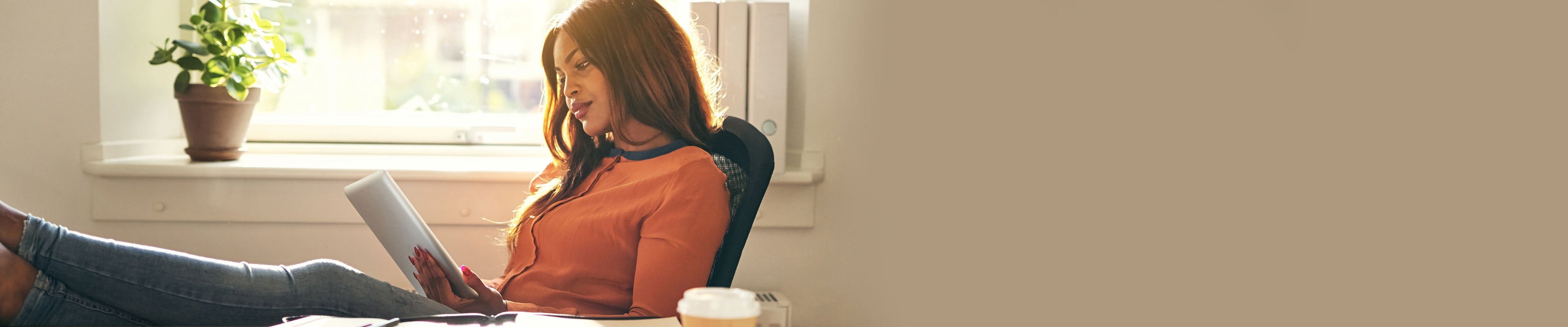 Young woman researching potential professional career paths.