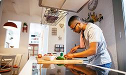 a man in a kitchen